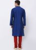 Readymade Blue Dupion Silk Kurta Churidar Set