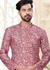 Pink Asymmetric Digital Printed Indowestern Sherwani Set