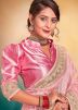 Pink Sequins Embellished Saree In Tissue