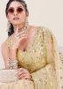 Golden Sequins Embellished Net Saree