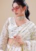 White Net Saree In Sequins Work