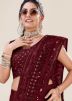 Maroon Net Embellished Saree With Blouse