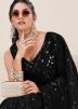 Black Embroidered Net Saree