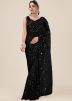Black Embroidered Net Saree