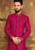 Readymade magenta art silk sherwani with dhoti