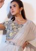 Grey Pre-Stitched Saree With Embroidered Blouse