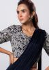 Blue Pre-Stitched Saree With Embroidered Blouse