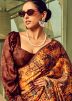Multicolored Satin Saree In Digital Print