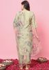 Sage Green Readymade Embroidered Pant Suit In Art Silk