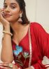 Red Floral Printed Anarkali Suit Set