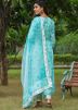 Turquoise Print Cotton Readymade Anarkali Suit