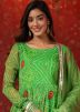 Green Readymade Printed Flared Style Chiffon Sharara Suit