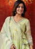 Pastel Green Readymade Printed Chiffon Gharara Suit