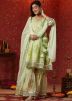 Pastel Green Readymade Printed Chiffon Gharara Suit