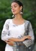 White Printed Readymade Gharara Suit In Georgette