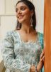 Off White Printed Readymade Gharara Suit In Cotton