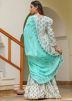 Off White Printed Readymade Gharara Suit In Cotton