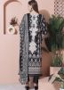 Black Floral Print Pant Suit In Cotton