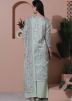Pastel Green Digital Printed Pant Suit In Satin