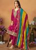 Pink Embroidered Pant Suit Set
