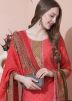 Red Digital Printed Pant Suit Set
