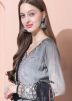 Grey Cotton Pant Suit In Digital Print