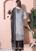 Grey Cotton Pant Suit In Digital Print