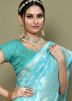 Turquoise Woven Saree In Georgette
