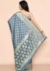 Grey Woven Work Saree in Georgette