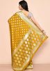 Yellow Woven Detailed Georgette Saree