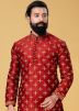 Red Stone Embellished Kurta Pajama Set