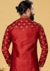 Red Stone Embellished Kurta Pajama Set