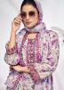 White Cotton Pant Suit In Digital Floral Print