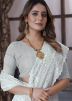 Grey Georgette Saree In Thread Embroidery