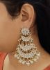 White Kundan Studded Chandbali Earrings