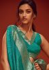 Blue Zari Woven Saree In Art Pashmina Silk