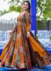 Multicolored Readymade Digital Printed Anarkali Suit In Rayon