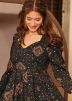 Black Readymade Digital Printed Rayon Anarkali Suit Set