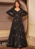 Black Readymade Digital Printed Rayon Anarkali Suit Set