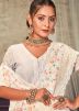 Off White Embroidered Saree In Georgette