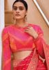 Red Zari Woven Saree In Viscose