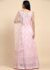 Pastel Pink Embroidered Readymade Anarkali Suit In Net