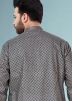 Grey Geometric Printed Readymade Kurta Churidar Set