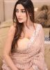 Peach Sequins Embellished Georgette Saree