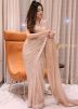 Peach Sequins Embellished Georgette Saree