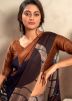 Multicolored Satin Saree In Printed Work