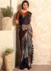 Multicolored Satin Saree In Printed Work