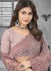 Mauve Pink Embroidered Saree In Net