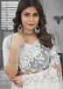 White Net Saree In Resham Embroidery