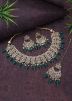Golden & Green Stone Necklace Set